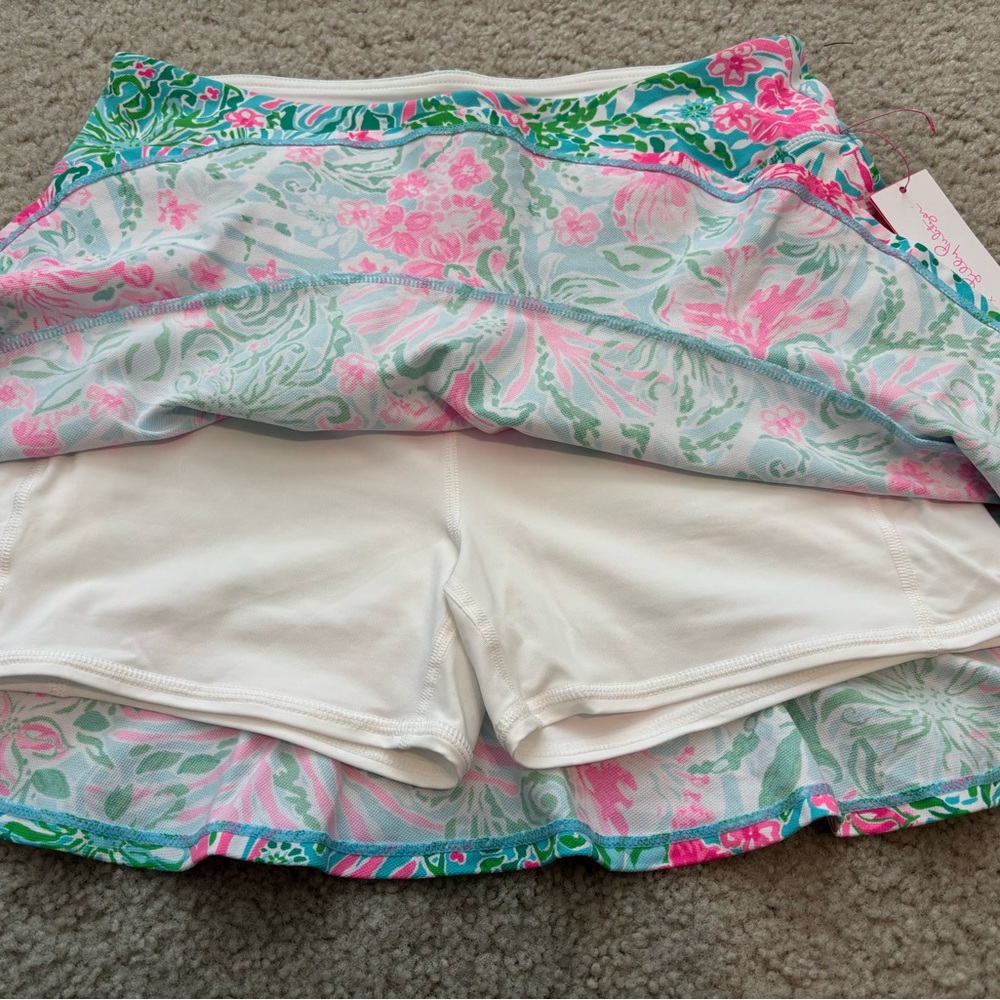 NWT Lilly Pulitzer Luxletic Zadora High Rise Skort M Amalfi Blue Leaf It Wild - Picture 5 of 7